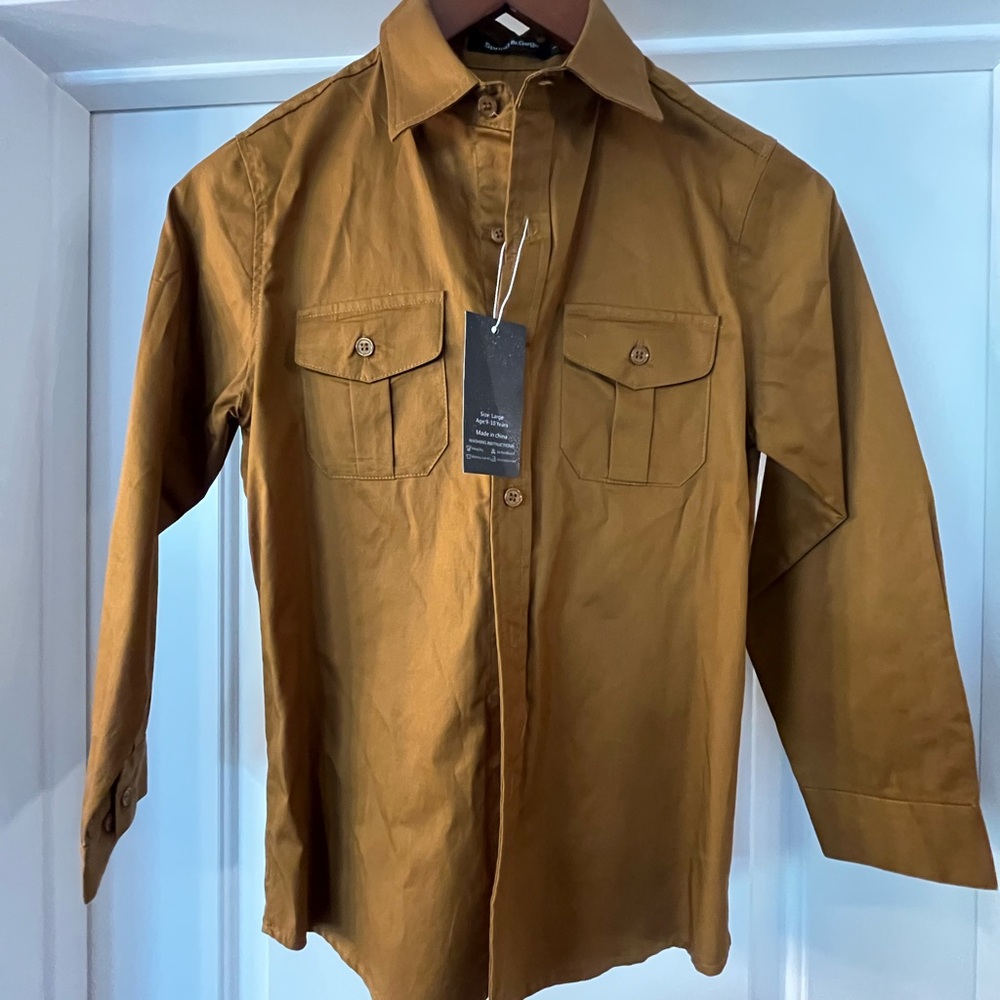 Boys' Brown Button-Up Shirt NWT size L (9-10 years)